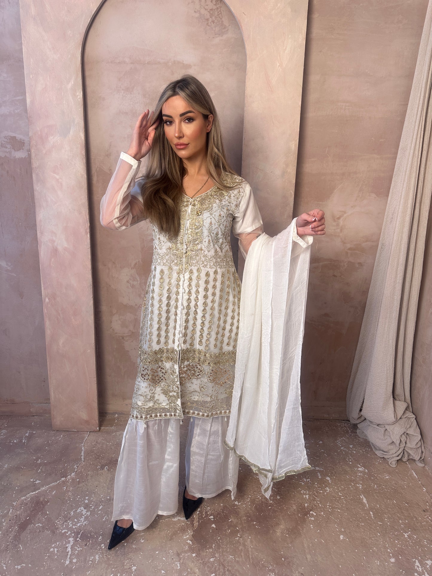 DANA ivory and gold outfit