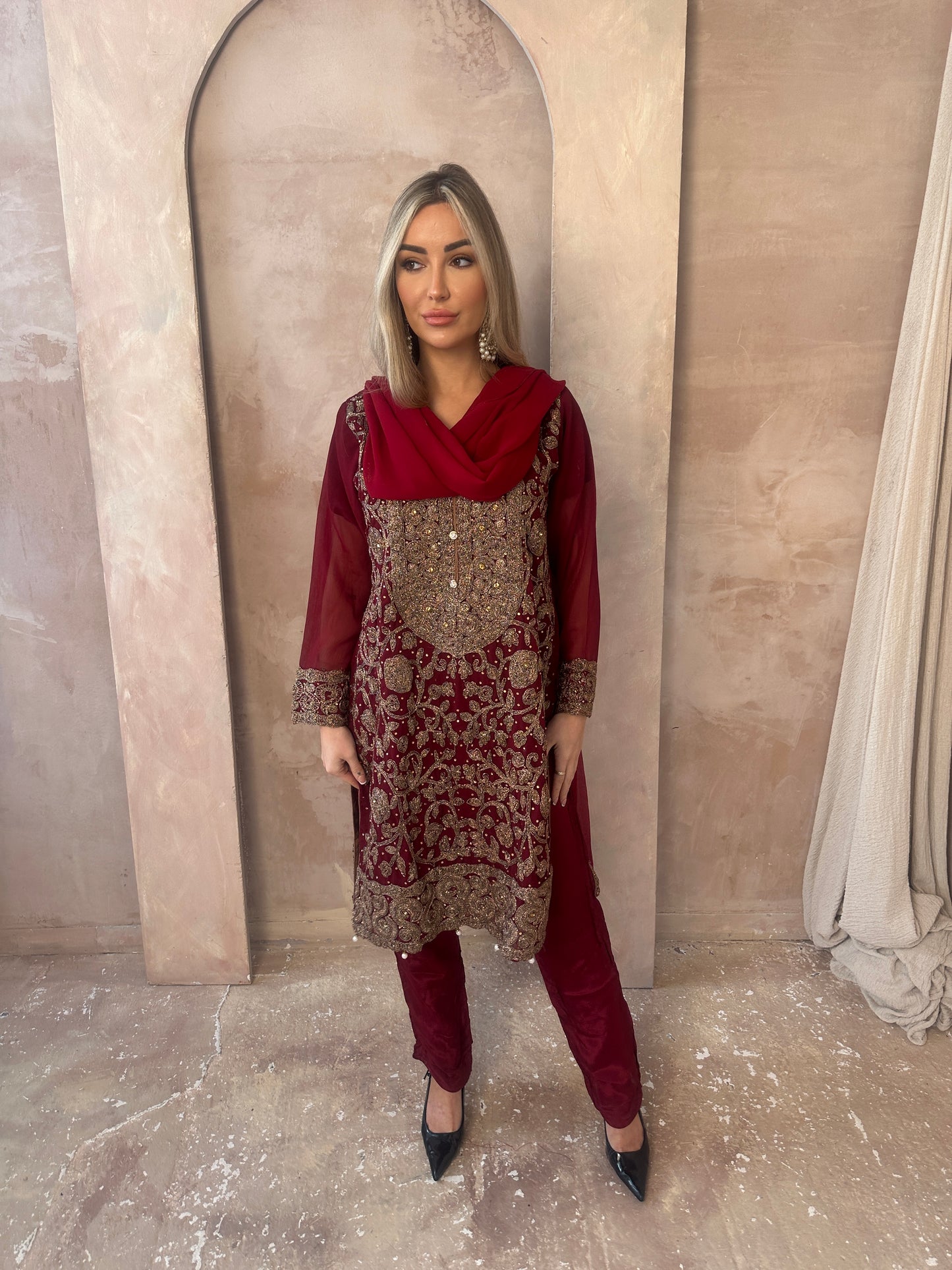 ARIA red outfit