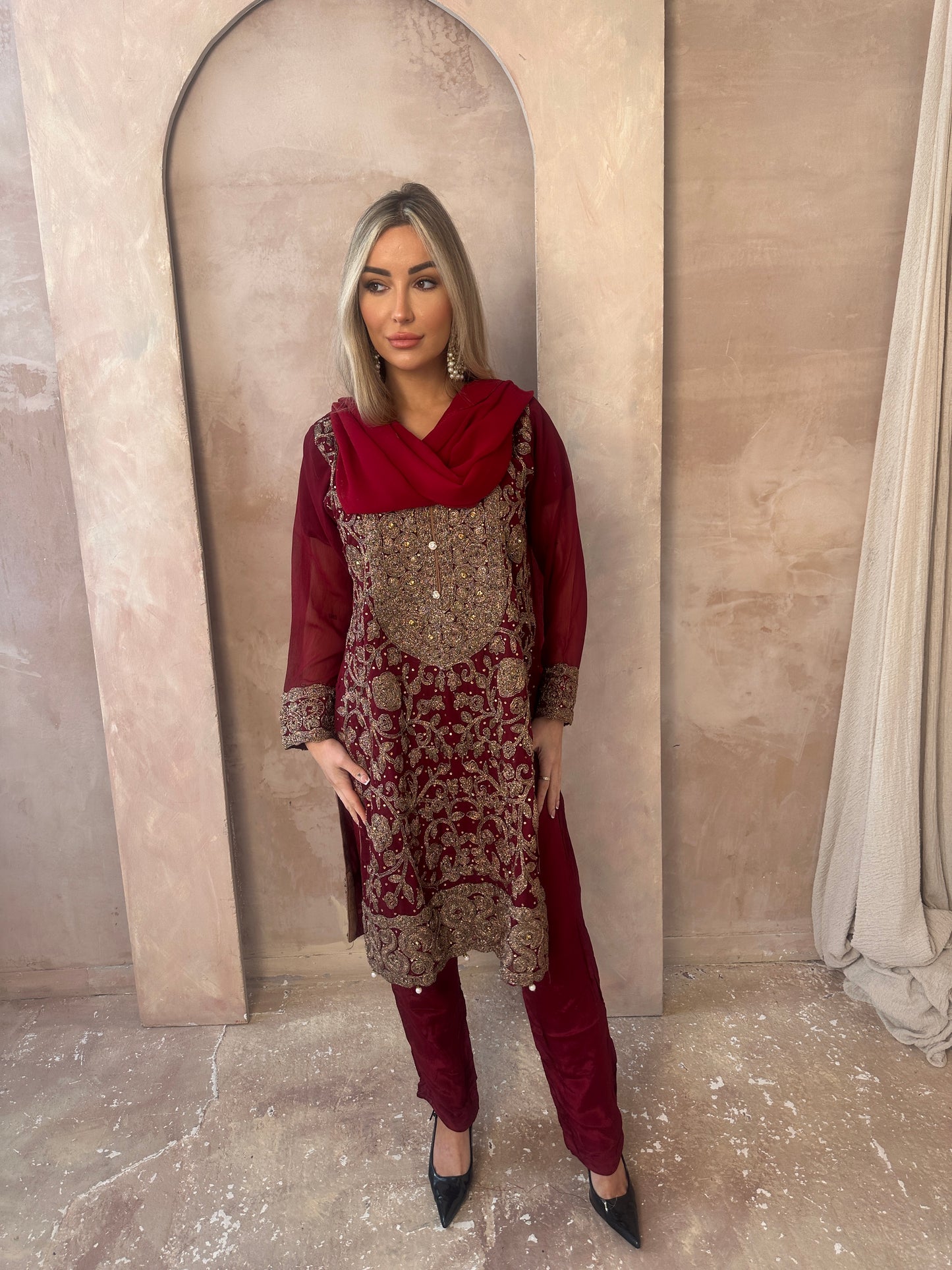 ARIA red outfit