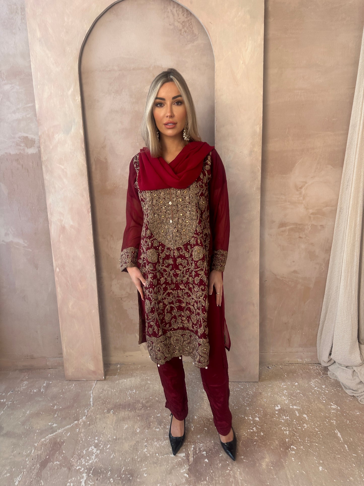 ARIA red outfit