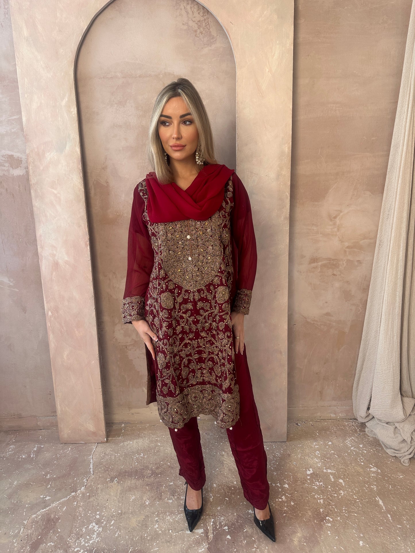 ARIA red outfit