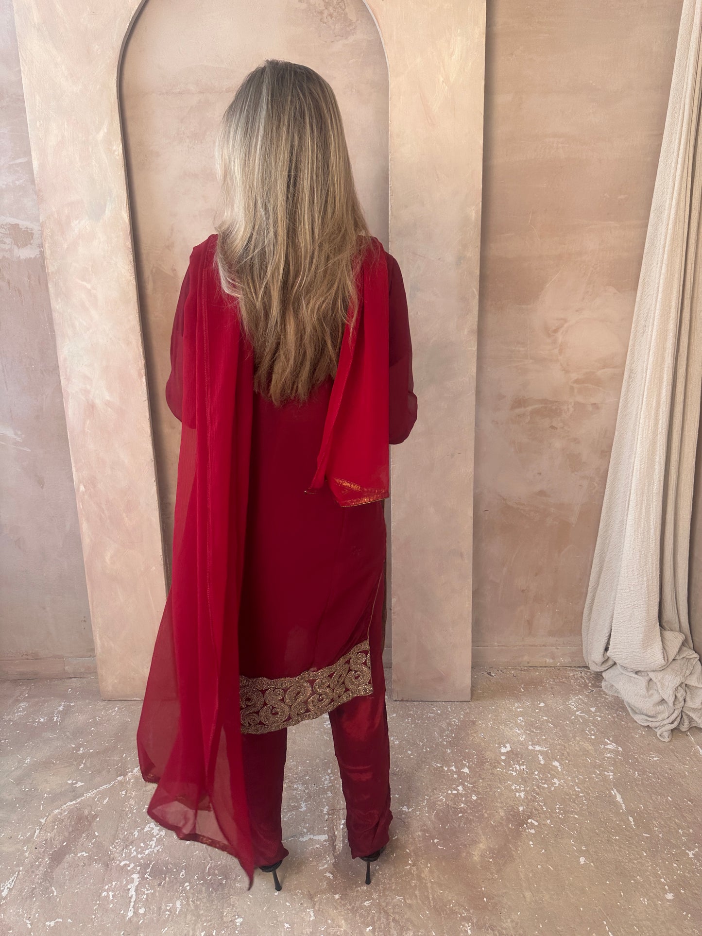 ARIA red outfit