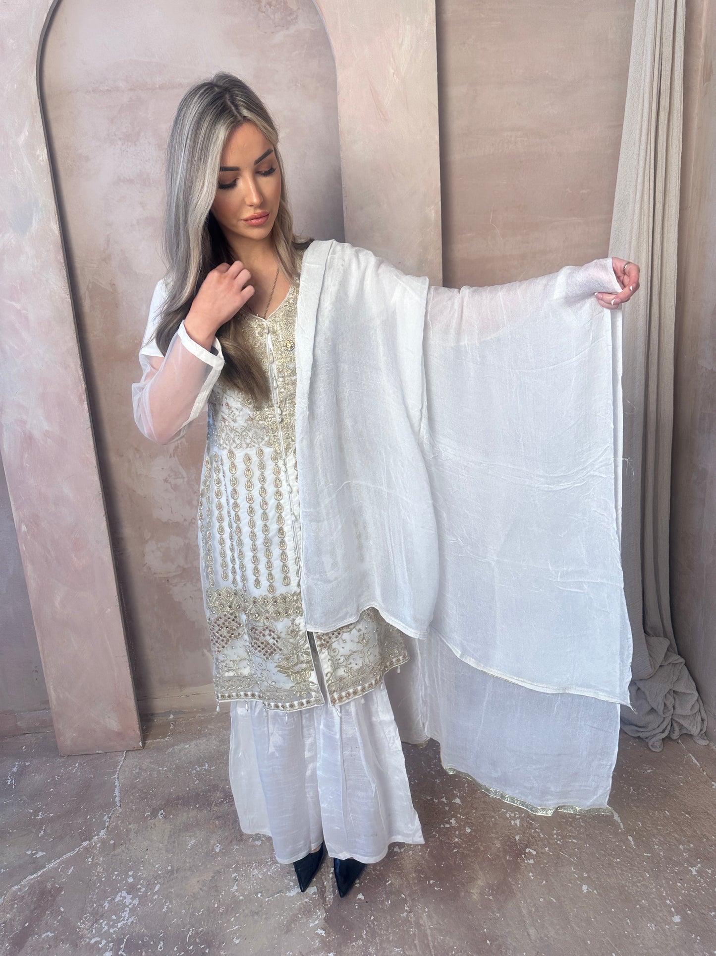 DANA ivory and gold outfit